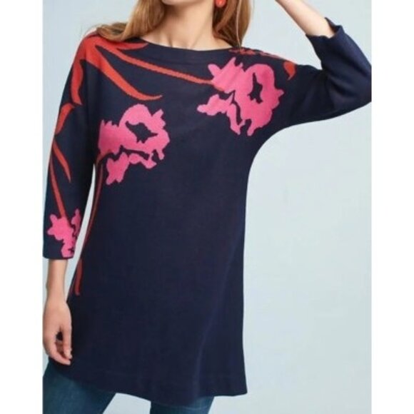 Anthropologie Sweaters - NEW Anthropologie Field Flower Floral Tunic Knit Sweater Size Small Women's